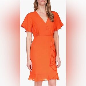 NEW MICHAEL Michael Kors Women's Faux-Wrap Ruffle Mini Dress